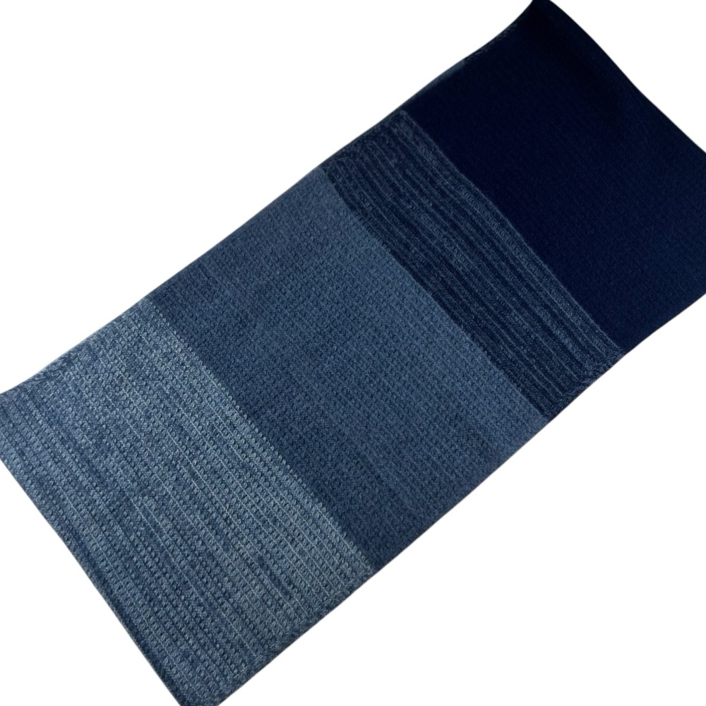 Halogen Scarf Luxurious 100% Cashmere Blue Hues. 14.5” W X 30” L.